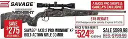 Cabela's SAVAGE AXIS 2 PRO MIDNIGHT XP BOLT-ACTION RIFLE COMBO offer