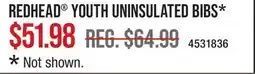 Cabela's REDHEAD YOUTH UNINSULATED BIBS* she outdoor offer