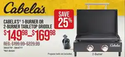 Cabela's CABELA'S 1-BURNER OR 2-BURNER TABLETOP GRIDDLE offer
