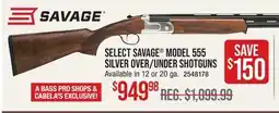 Cabela's SELECT SAVAGE MODEL 555 SILVER OVER/UNDER SHOTGUNS offer
