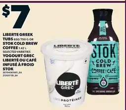 Valu-mart YOGOURT GREC LIBERTÉ, 650/750 G OU CAFÉ INFUSÉ À FROID STOK offer