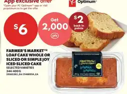 Valu-mart FARMER'S MARKET LOAF CAKE WHOLE OR SLICED OR SIMPLE JOY ICED SLICED CAKE offer
