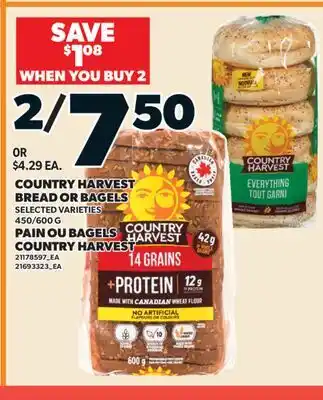 Valu-mart PAIN OU BAGELS COUNTRY HARVEST, 450/600 G offer