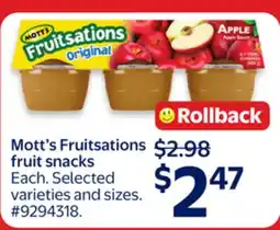 Walmart Mott's Fruitsations fruit snacks offer