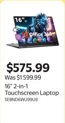 Walmart 16 2-in-1 Touchscreen Laptop offer
