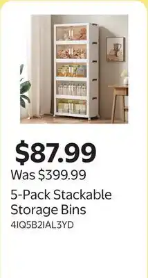 Walmart 5-Pack Stackable Storage Bins offer
