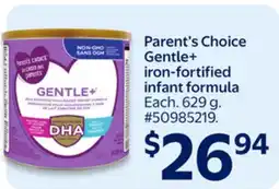 Walmart Parent's Choice Gentle+ iron-fortified infant formula offer