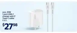 Walmart onn. 30W I-port USB-C charger with 3' Type-C cable offer