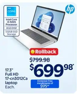 Walmart HP 17.3 Full HD 17-cn3012Ca laptop offer