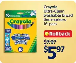 Walmart Crayola Ultra-Clean washable broad line markers offer