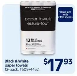 Walmart Black & White paper towels offer