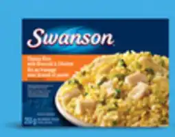 Walmart Swanson fettuccini Alfredo or cheesy rice with broccoli & chicken frozen entrees offer