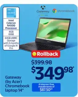 Walmart Gateway (by Acer) laptop 14 offer
