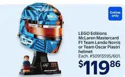 Walmart LEGO Editions McLaren Mastercard F1 Team Lando Norris or Team Oscar Piastri helmet offer
