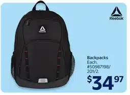 Walmart Rebook Backpacks offer