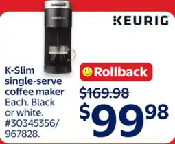 Walmart K-Slim single-serve coffee maker offer