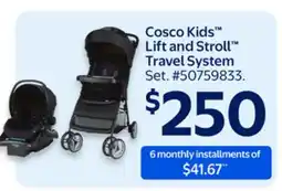 Walmart Cosco Kids Lift and Stroll Travel System offer