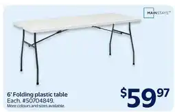 Walmart 6' Folding plastic table offer