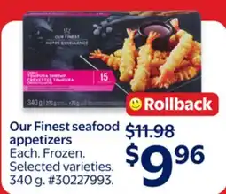 Walmart Our Finest seafood appetizers offer