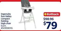 Walmart Ingenuity Sun Valley compact folding high chair offer
