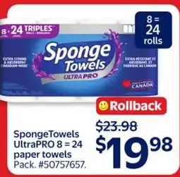 Walmart SpongeTowels UltraPRO 8 = 24 paper towels offer