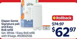 Walmart Diaper Genie Signature pail and Easy Roll refill offer