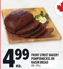 Metro FRONT STREET BAKERY PUMPERNICKEL OR RAISIN BREAD offer