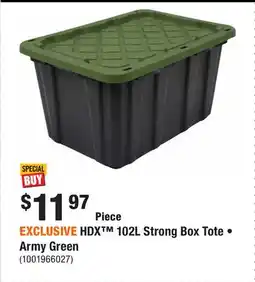 Home Depot EXCLUSIVE HDX 102L Strong Box Tote • Army Green offer