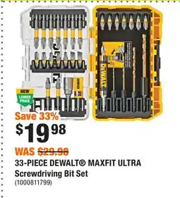 Home Depot 33-PIECE DEWALT MAXFIT ULTRA Screwdriving Bit Set offer