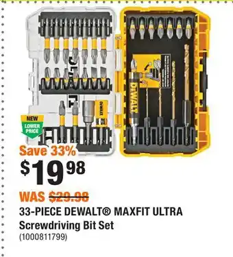 Home Depot 33-PIECE DEWALT MAXFIT ULTRA Screwdriving Bit Set offer