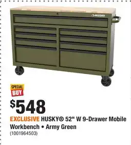 Home Depot EXCLUSIVE HUSKY 52 W 9-Drawer Mobile Workbench • Army Green offer