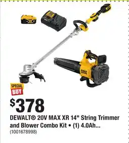 Home Depot DEWALT 20V MAX XR 14 String Trimmer and Blower Combo Kit • (1) 4.0Ah battery & charger offer