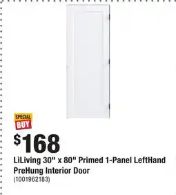 Home Depot LìLiving 30 x 80 Primed 1-Panel LeftHand PreHung Interior Door offer
