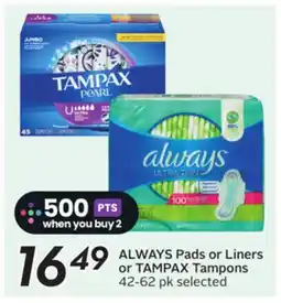 Sobeys Pads or Liners or Tampons offer