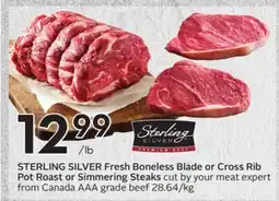 Sobeys Fresh Boneless Blade or Cross Rib Pot Roast or Simmering Steaks offer