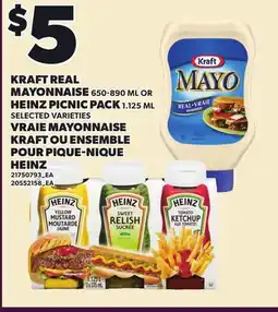 Independent Grocer KRAFT REAL MAYONNAISE, 650-890 ML OR HEINZ PICNIC PACK, 1.125 ML offer