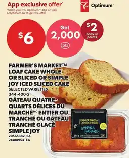 Independent Grocer FARMER'S MARKET LOAF CAKE WHOLE OR SLICED OR SIMPLE JOY ICED SLICED CAKE offer