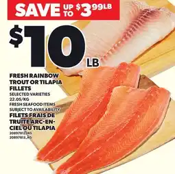 Independent Grocer FRESH RAINBOW TROUT OR TILAPIA FILLETS offer