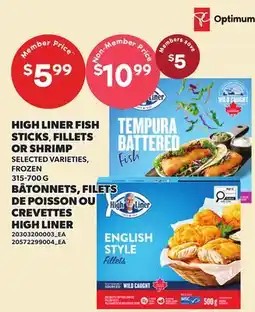 Independent Grocer HIGH LINER FISH STICKS, FILLETS OR SHRIMP offer