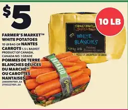 Independent Grocer FARMER'S MARKET WHITE POTATOES 10 LB BAG OR NANTES CARROTS 1.5 L BASKET offer