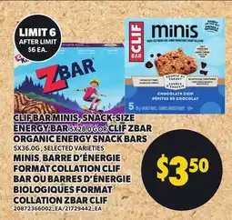 Independent Grocer CLIF BAR MINIS, SNACK-SIZE ENERGY BAR 5X28.0 G OR CLIF ZBAR ORGANIC ENERGY SNACK BARS 5X36.0 G offer