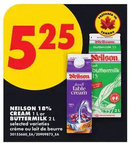 No Frills NEILSON 18% CREAM 1 L OR BUTTERMILK, 2 L offer