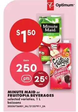 No Frills MINUTE MAID OR FRUITOPIA BEVERAGES offer