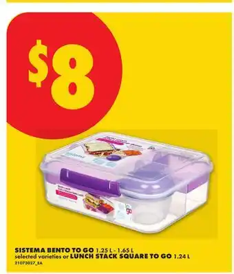 No Frills SISTEMA BENTO TO GO, 1.25 L - 1.65 L or LUNCH STACK SQUARE TO GO, 1.24 L offer
