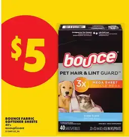 No Frills BOUNCE FABRIC SOFTENER SHEETS, 40's offer
