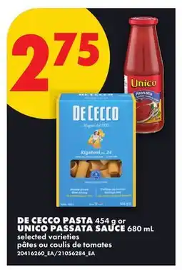 No Frills DE CECCO PASTA, 454 G OR UNICO PASSATA SAUCE, 680 ML offer