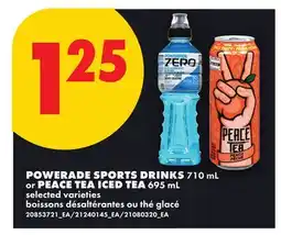 No Frills POWERADE SPORTS DRINKS, 710 ML OR PEACE TEA ICED TEA, 695 ML offer
