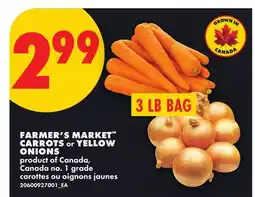 No Frills FARMER'S MARKET CARROTS or YELLOW ONIONS, 3 LB BAG offer
