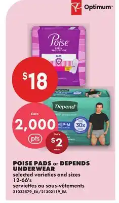 No Frills POISE PADS or DEPEND UNDERWEAR, 12-66'S offer