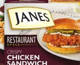 Food Basics JANES RESTAURANT STYLE FULLY COOKED CHICKEN FILLETS, BITES OR BURGERS offer